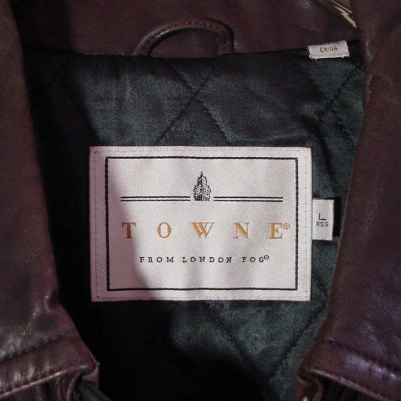 Vtg 90's Towne From London Fog Brown Leather Jacket Sz L - Picture 5 of 9